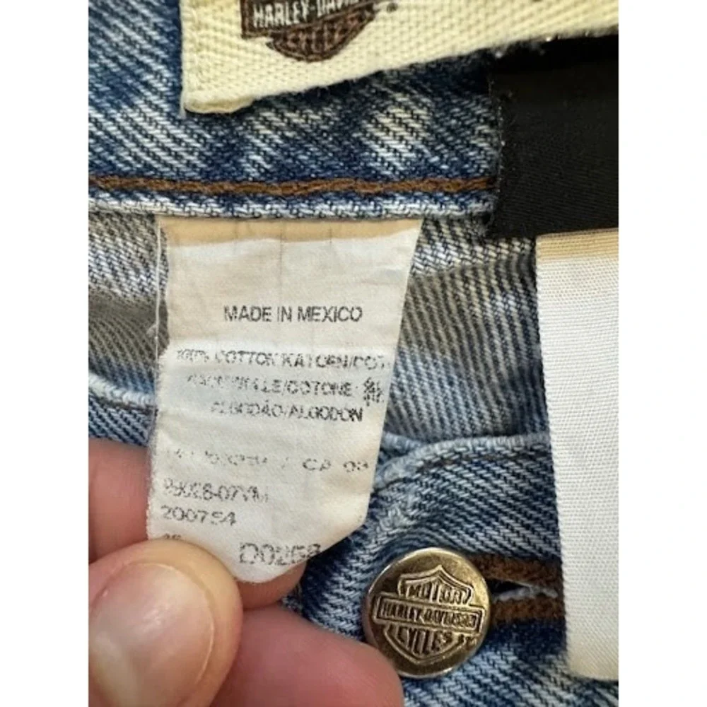 Harley-Davidson Vintage Mens Distressed Light Wash Jeans 36x30 Straight Denim